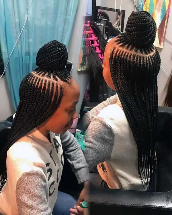 feed-in-braids-with-bun 