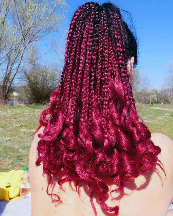 red-box-braids-with-curly-ends