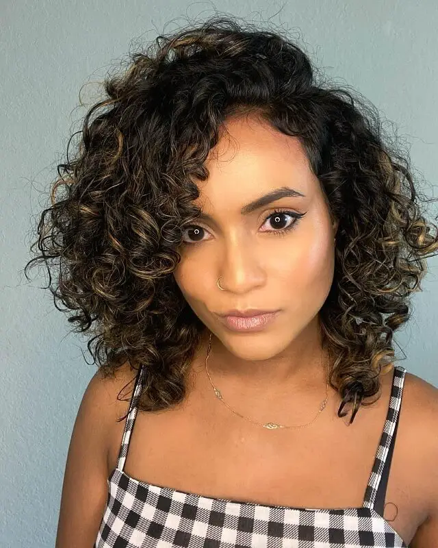 Curly side Swept Bangs