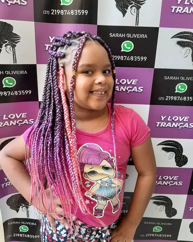 box braids for kids with color 