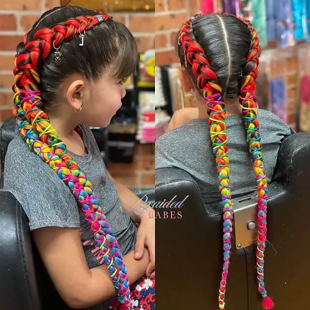 rainbow box braids for kids 