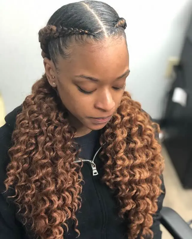 two braids with curly ends