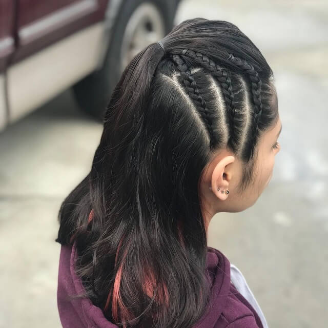 half braided ponytail