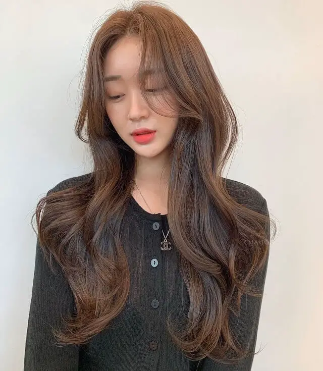 korean bangs long hair 