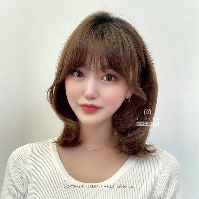 korean shoulder length hair with bangs