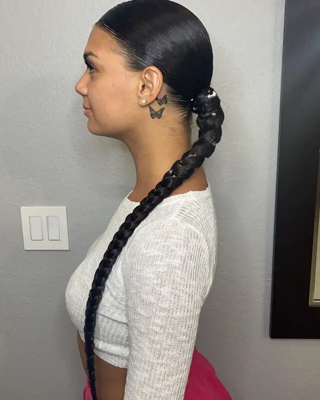 low braided ponytail         