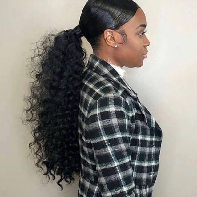 low curly ponytail