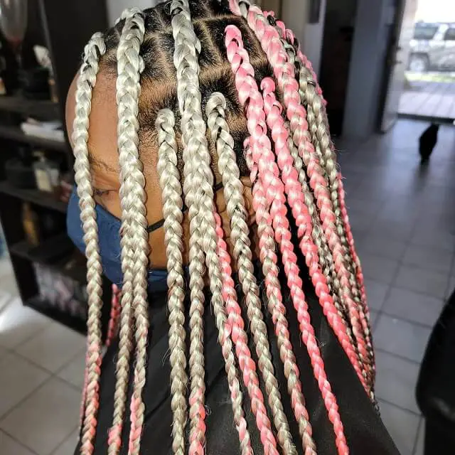pink and blonde box braids