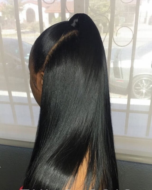 ponytail half up half down sew in