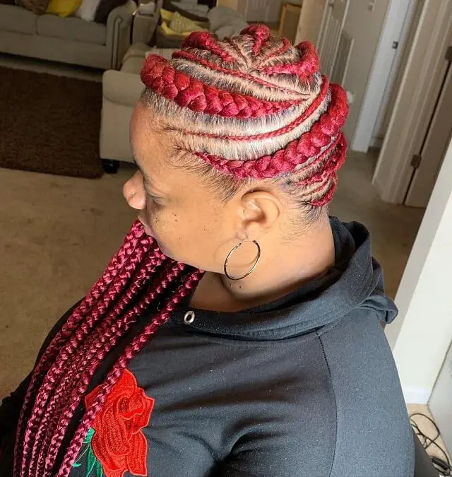 red lemonade braids on dark skin