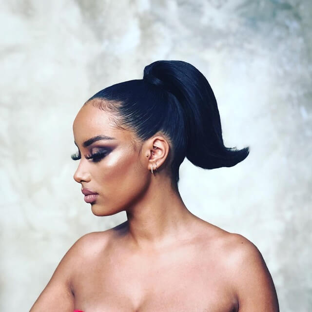 sleek ponytail on short hair