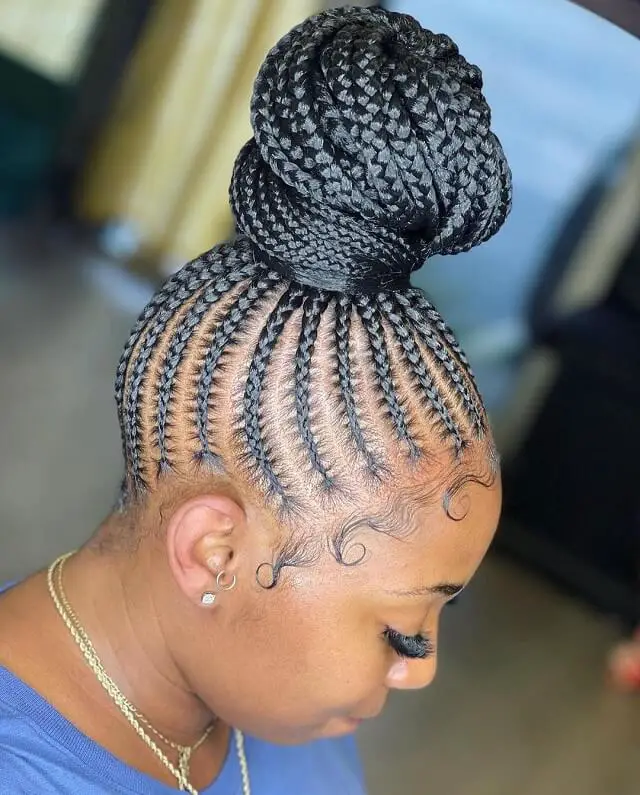 braided bun black hairstyles     