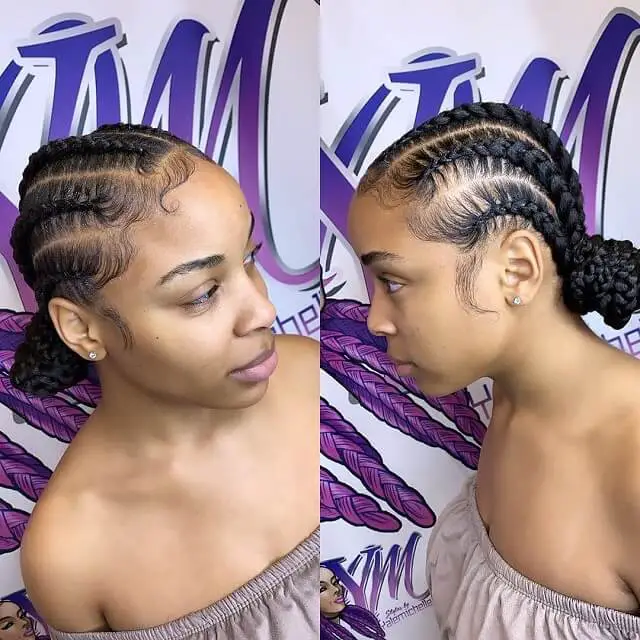 cornrow side bun 