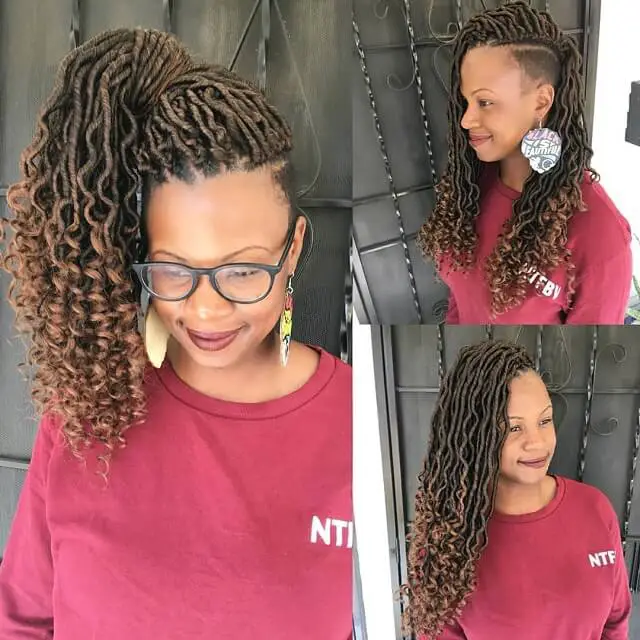 faux locs braids with shaved sides 