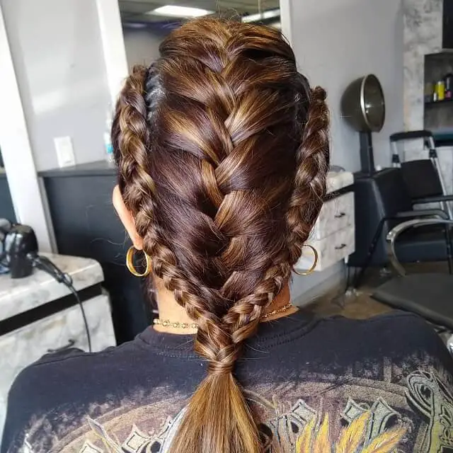french braid back into ponytail