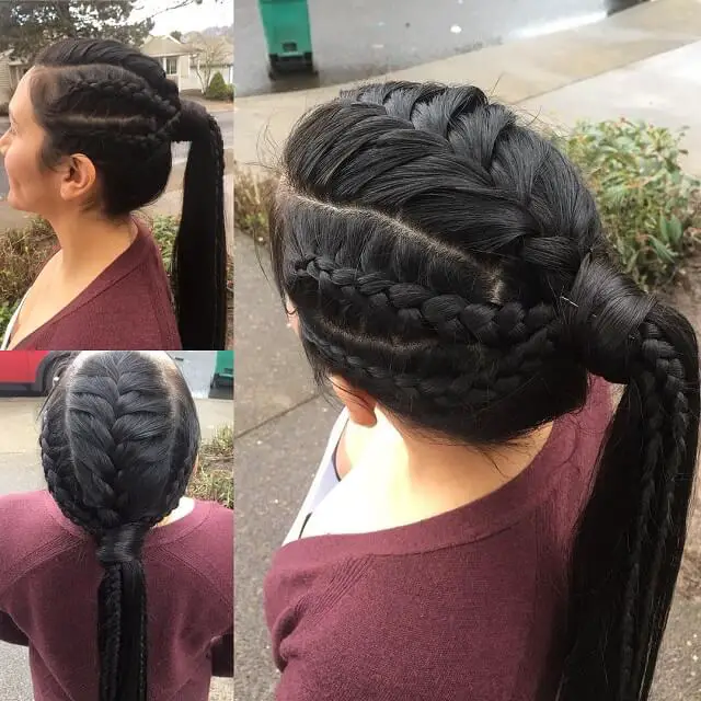 french braid ponytail black hair