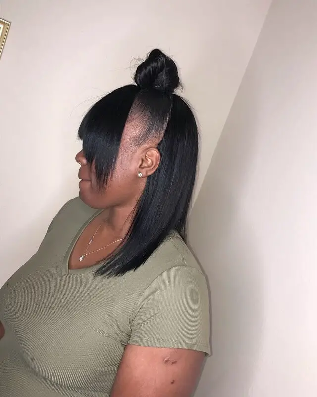 half up half down bun black hairstyles