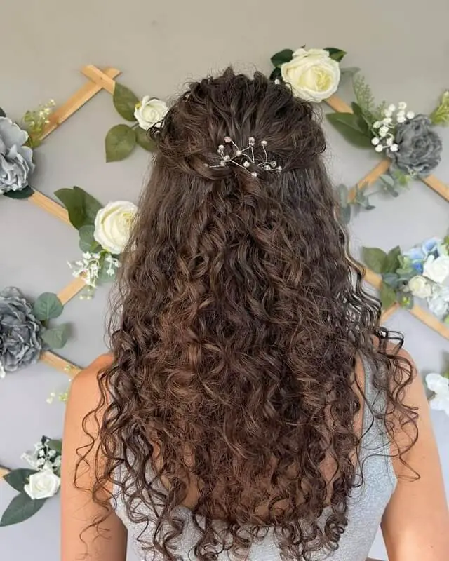 half up half down curly wedding hair