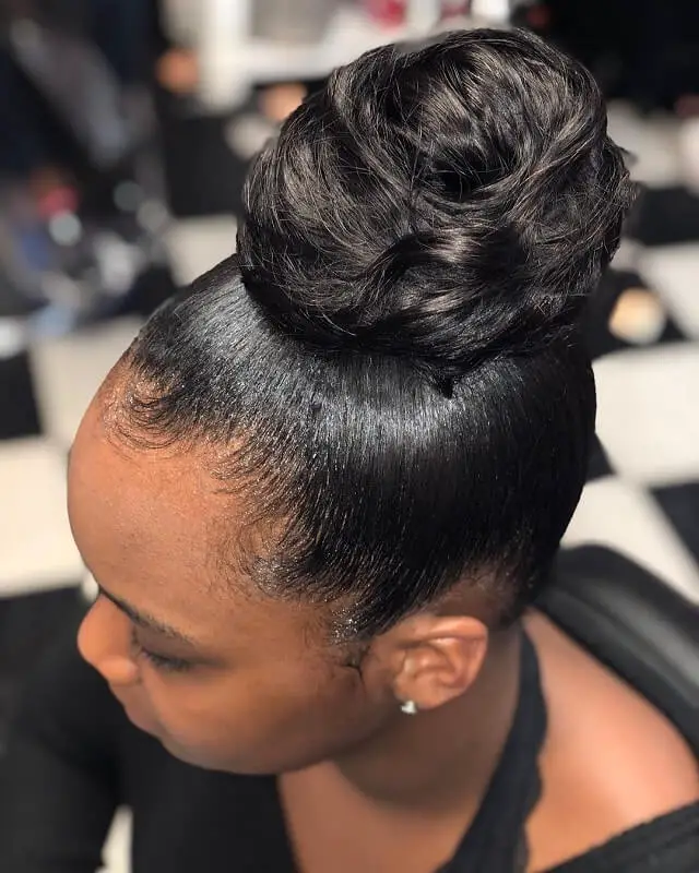 high bun hairstyles for black hair with weave 