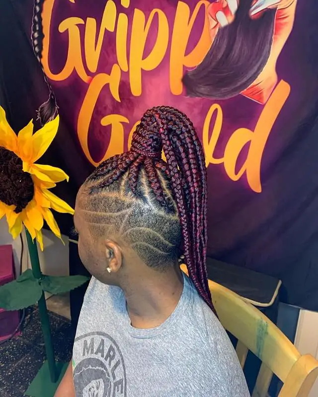 lemonade braids with shaved sides and back