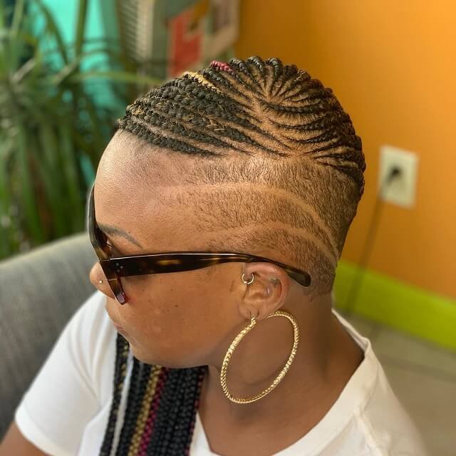 lemonade braids with shaved sides and back