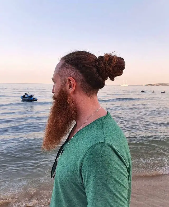 man bun undercut with beard