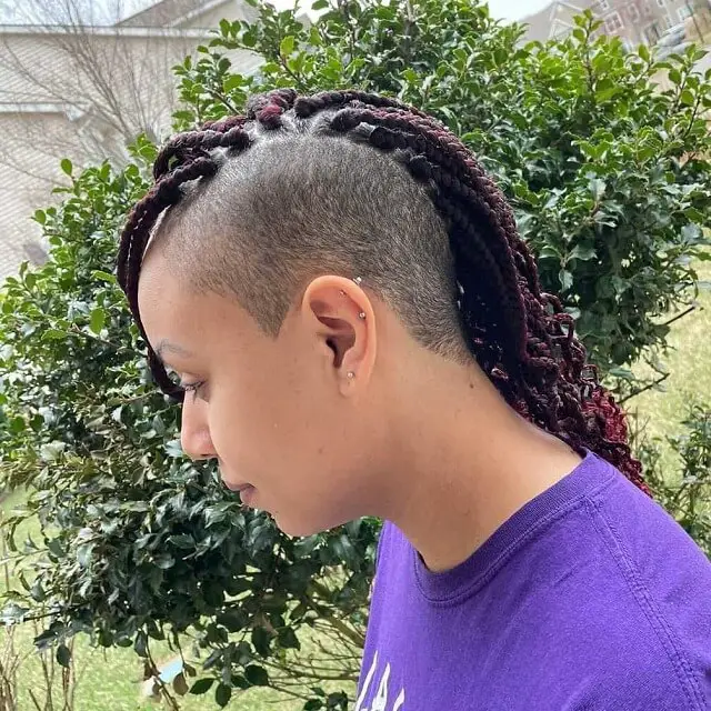 short braids with shaved sides