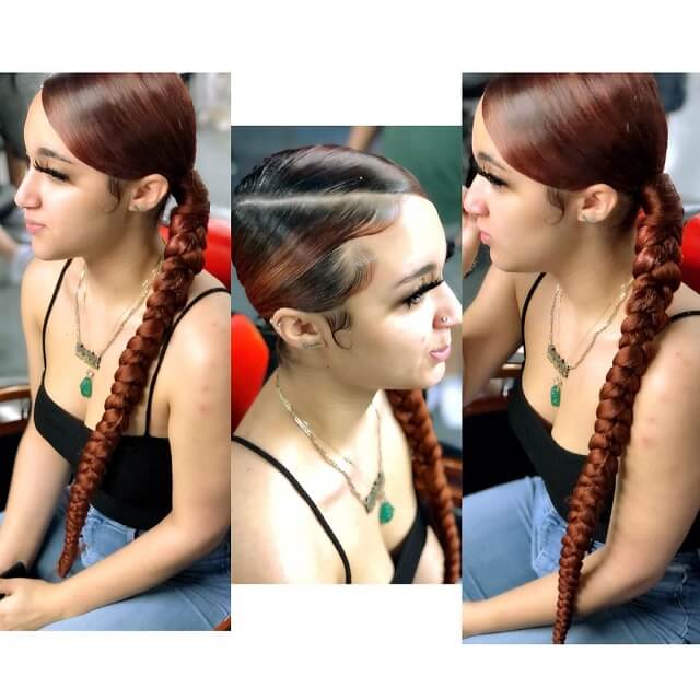 side part braided ponytail