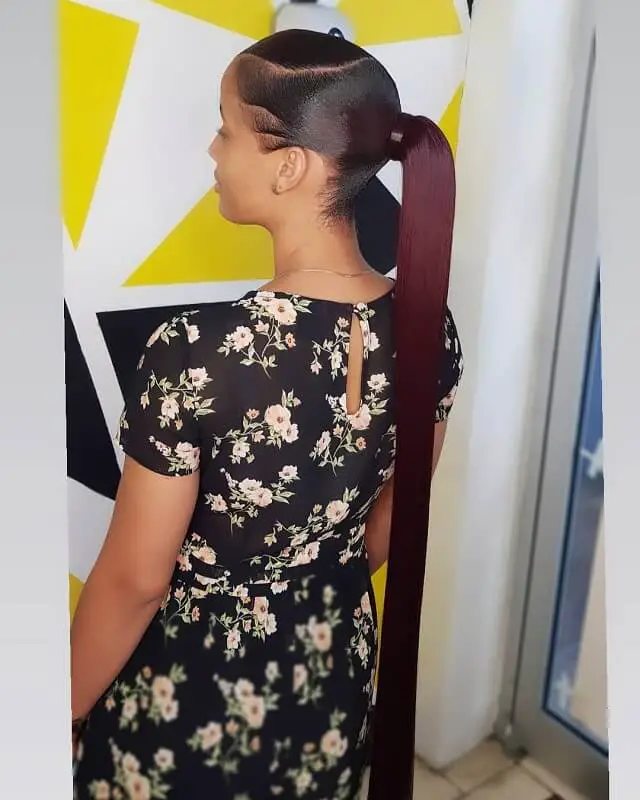 side part long ponytail 