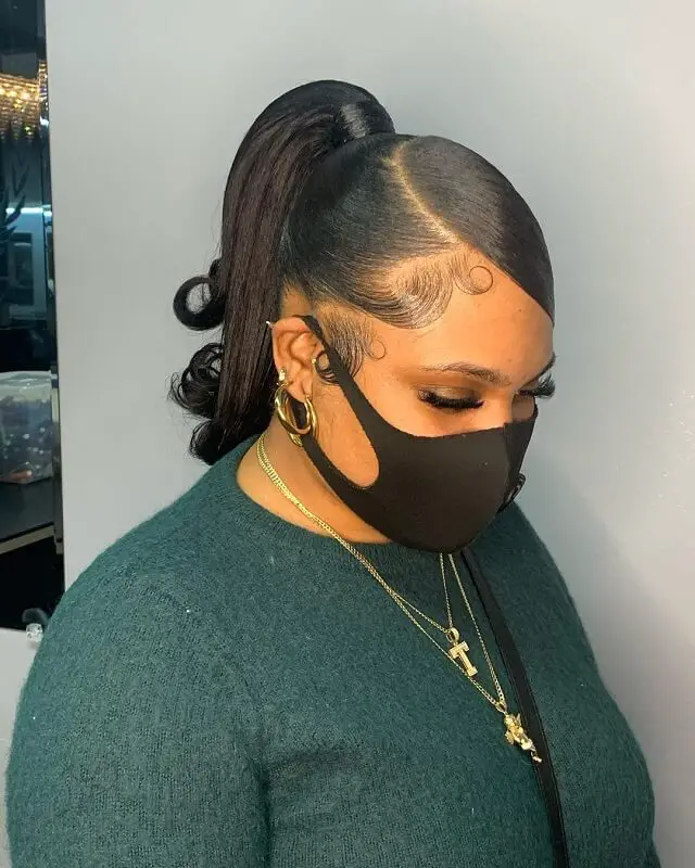 side part ponytail black girl