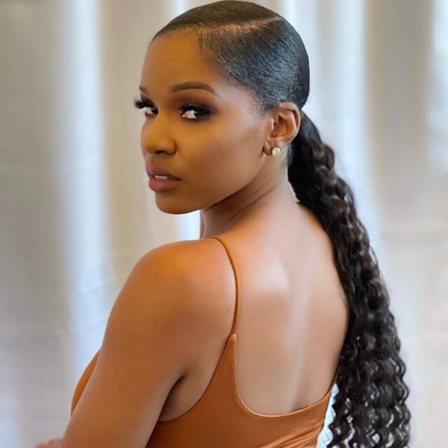 side part ponytail with weave