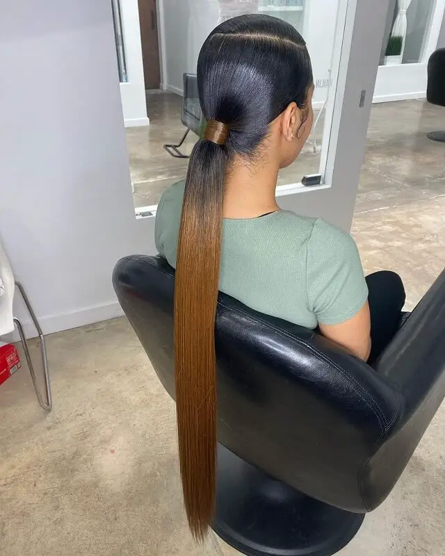 side part sleek ponytail