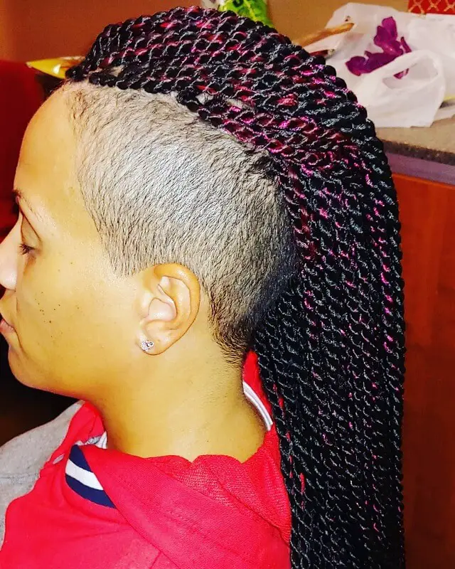side shave box braids with tapered sides           