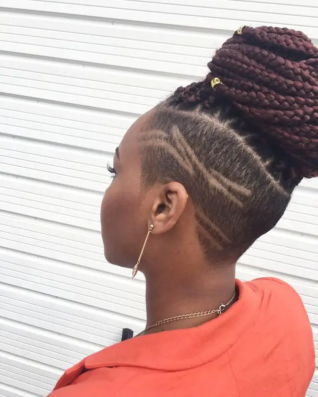 side shave box braids with tapered sides           