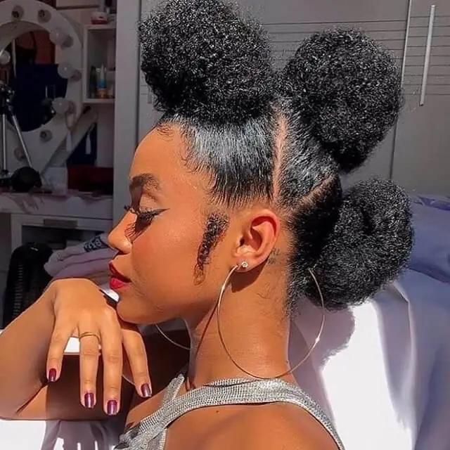 three bun hairstyle black hair 