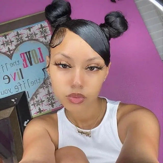 two buns hairstyle black hair 