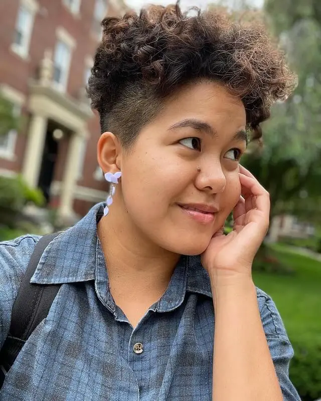 undercut curly pixie cut 