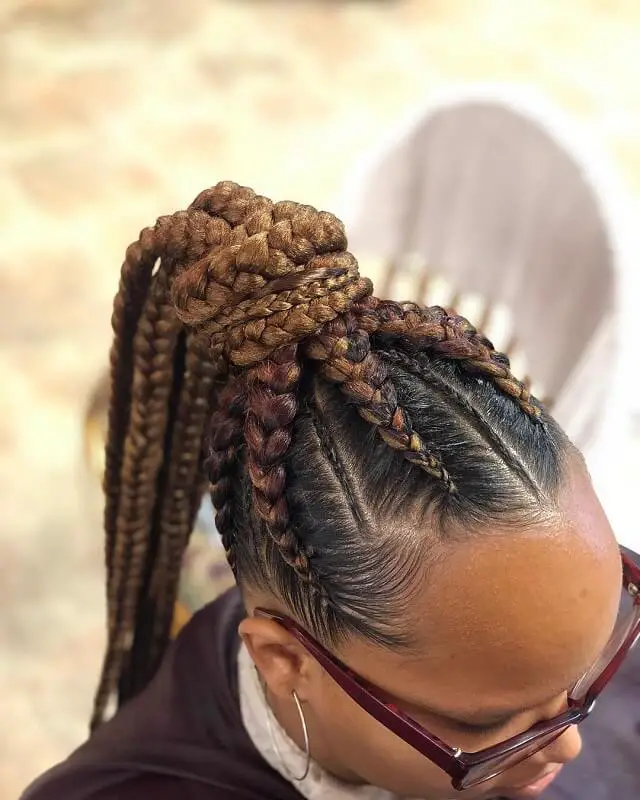 big feed in braids ponytail