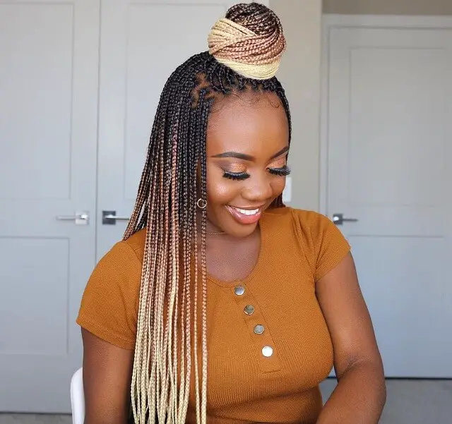 black and blonde ombre box braids