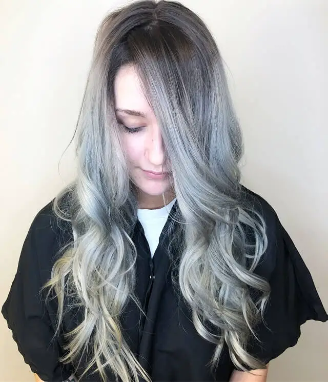 black to silver ombre curly hair 