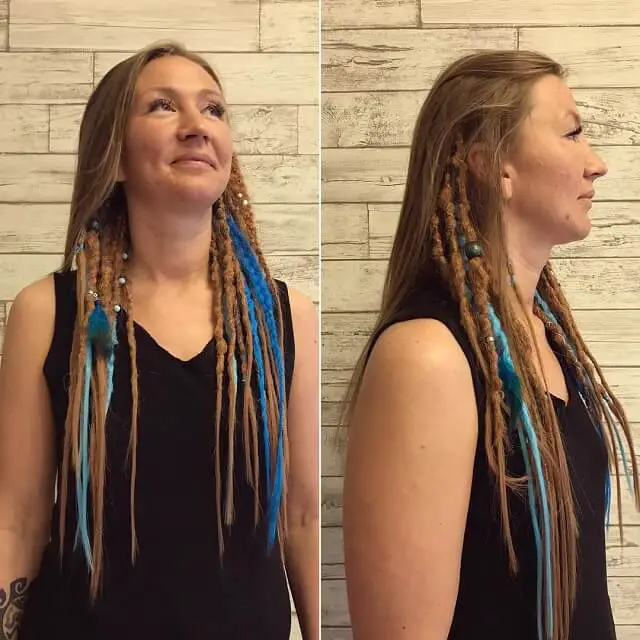 blonde and blue dreads