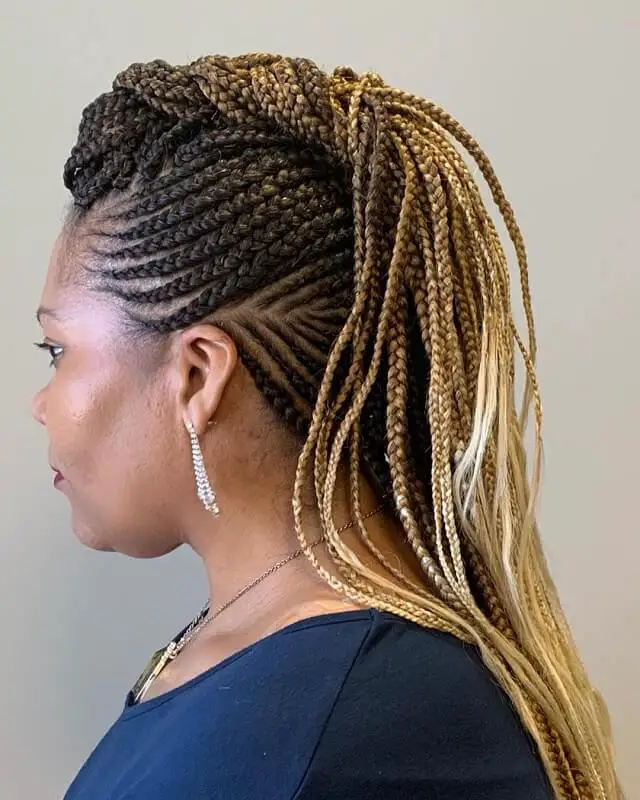 blonde feed in braids ponytail