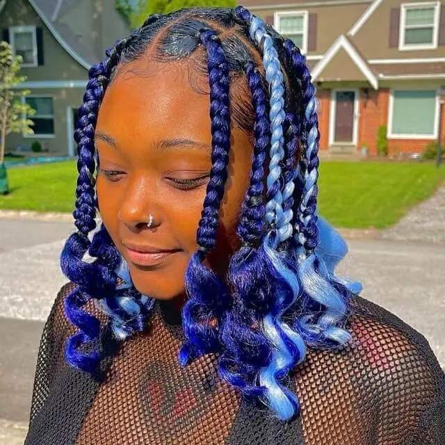 blue medium box braids 