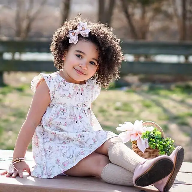 clip on head haistyle for kids with curly hair 