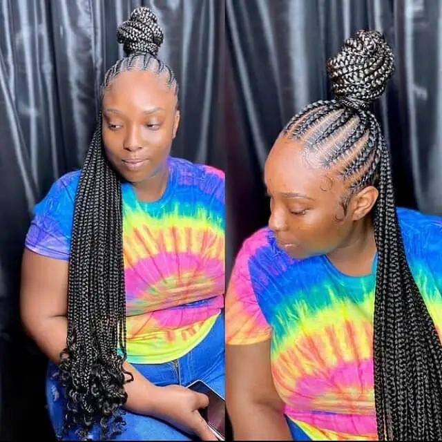 feed in braids ponytail bun