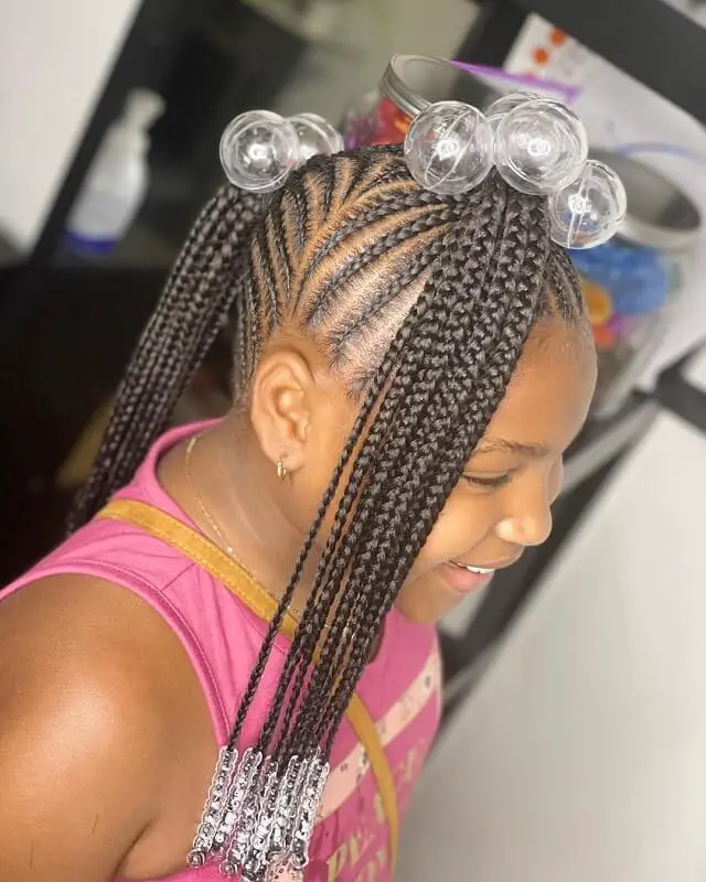 feed in braids ponytail for little girl