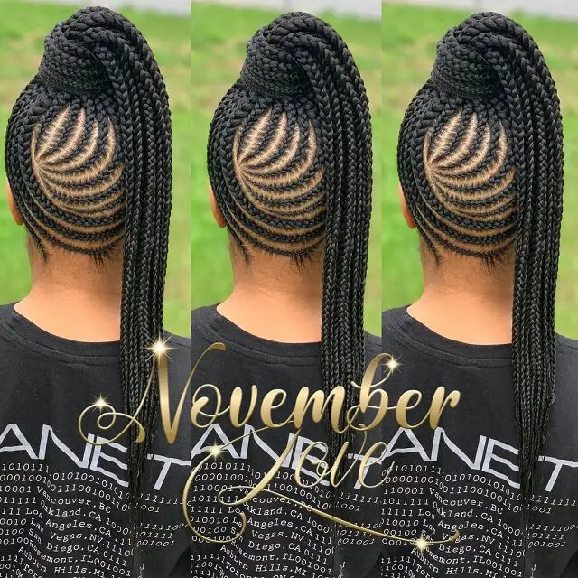 feed in braids side ponytail