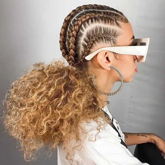 feed in ponytail with box braids