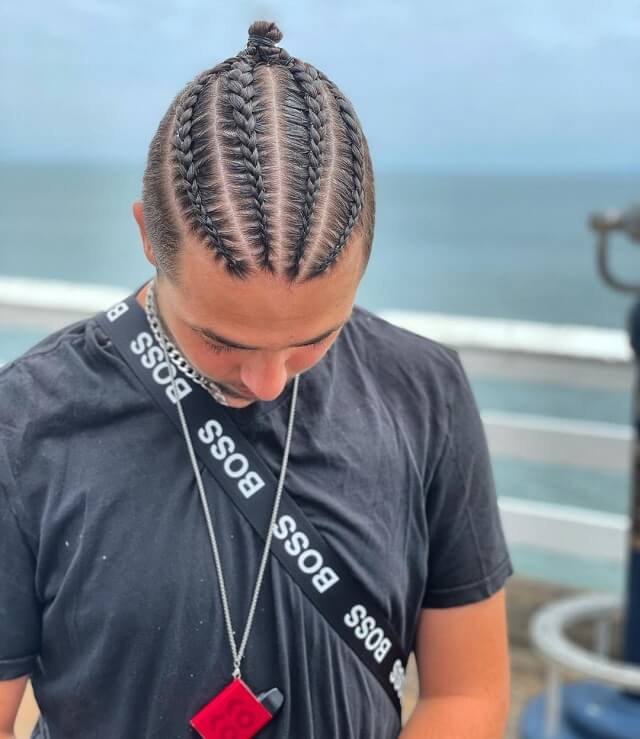 Four French Braids For Brown Men 