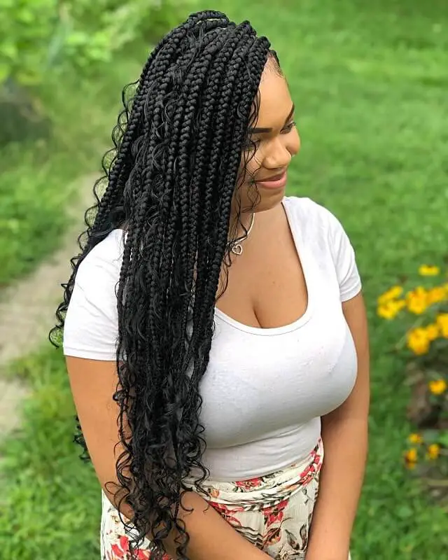  individual braids with curly ends